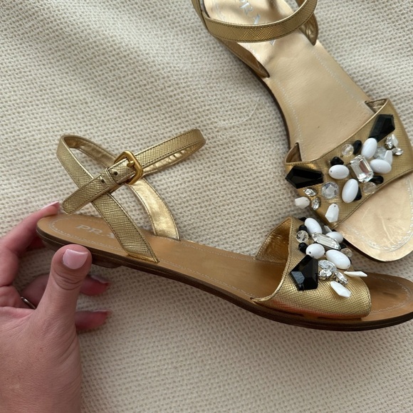 Prada Women's Tan Sandals with Embellishments - Picture 2 of 4